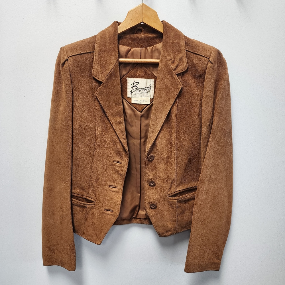 Vintage Berman's Cognac Suede Tailored Blazer